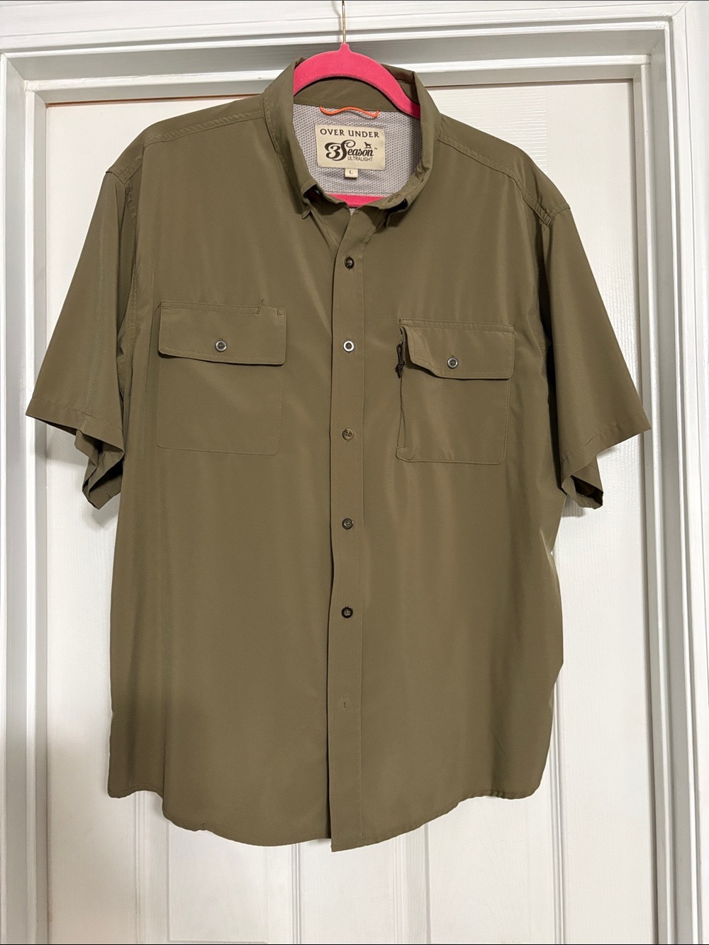 Over Under Men's Short-Sleeve Button-Down Shirt in Olive